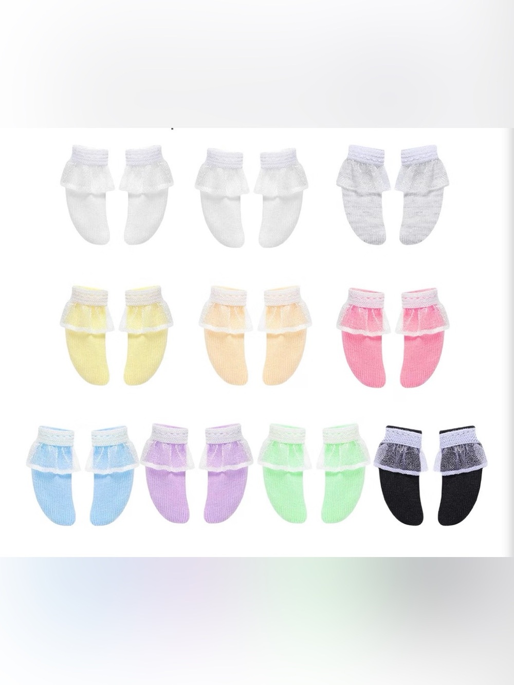 Sheer Ruffle-Trim Doll Socks Pick (1) Pair